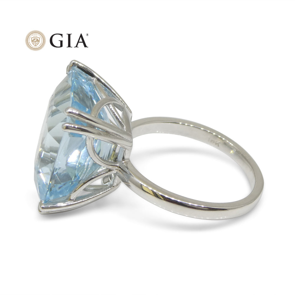 15.46ct Aquamarine Solitaire Ring set in 18k White Gold, GIA Certified - Skyjems Wholesale Gemstones