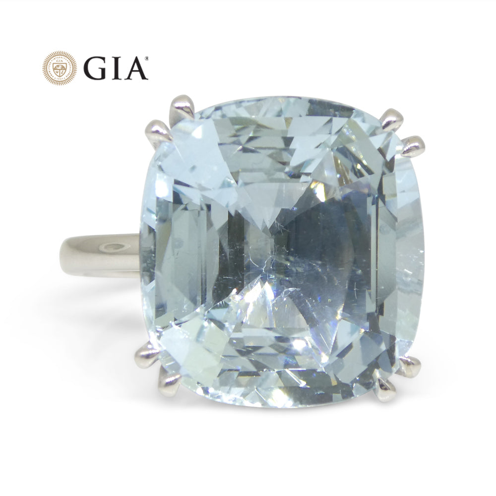 15.46ct Aquamarine Solitaire Ring set in 18k White Gold, GIA Certified - Skyjems Wholesale Gemstones