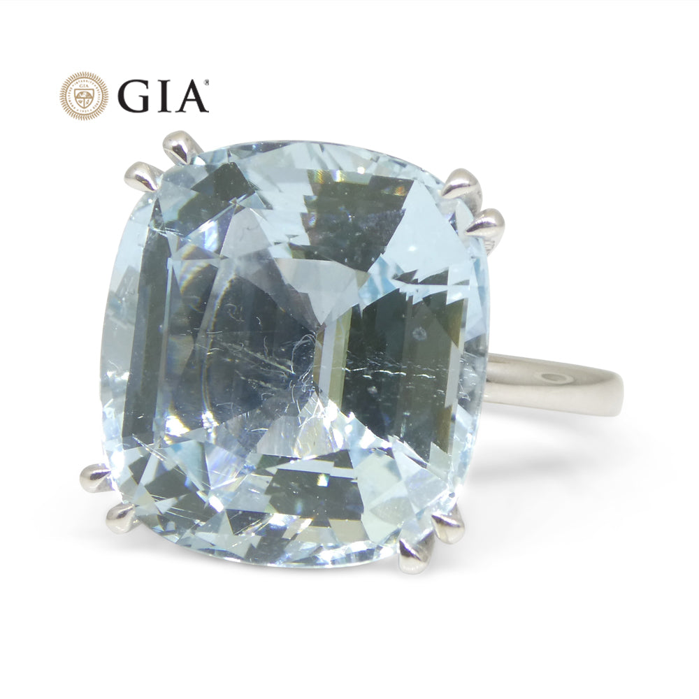 15.46ct Aquamarine Solitaire Ring set in 18k White Gold, GIA Certified - Skyjems Wholesale Gemstones