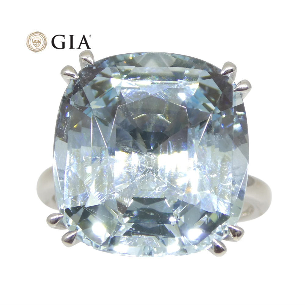 15.46ct Aquamarine Solitaire Ring set in 18k White Gold, GIA Certified - Skyjems Wholesale Gemstones