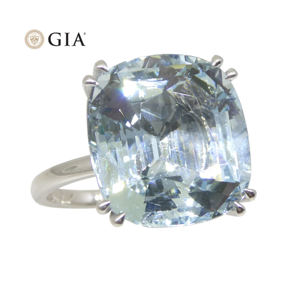 15.46ct Aquamarine Solitaire Ring set in 18k White Gold, GIA Certified - Skyjems Wholesale Gemstones