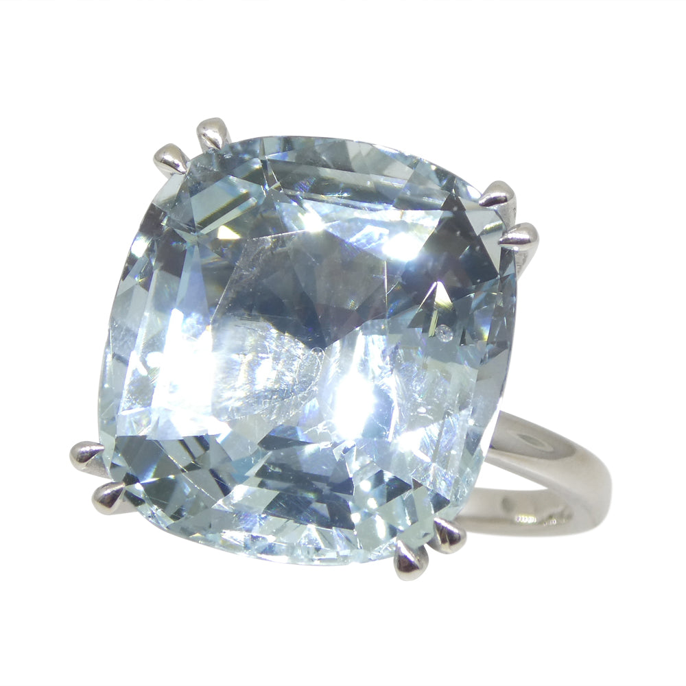 15.46ct Aquamarine Solitaire Ring set in 18k White Gold, GIA Certified - Skyjems Wholesale Gemstones