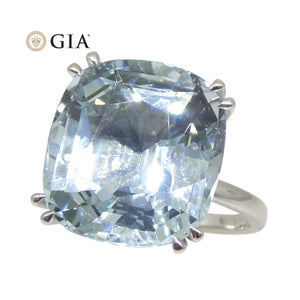 15.46ct Aquamarine Solitaire Ring set in 18k White Gold, GIA Certified - Skyjems Wholesale Gemstones