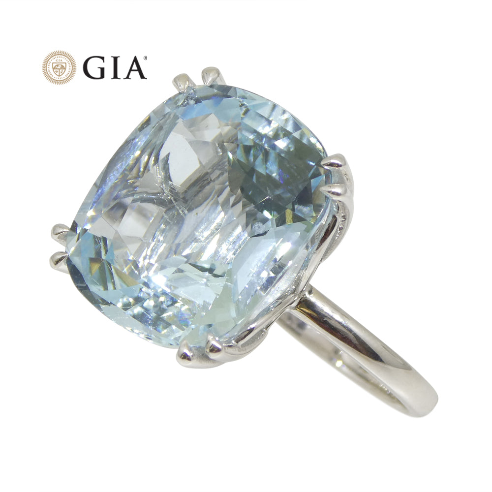 15.46ct Aquamarine Solitaire Ring set in 18k White Gold, GIA Certified - Skyjems Wholesale Gemstones