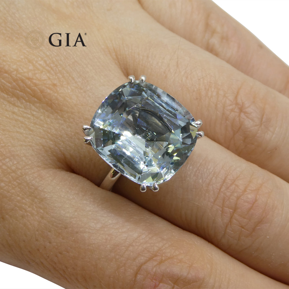 15.46ct Aquamarine Solitaire Ring set in 18k White Gold, GIA Certified - Skyjems Wholesale Gemstones