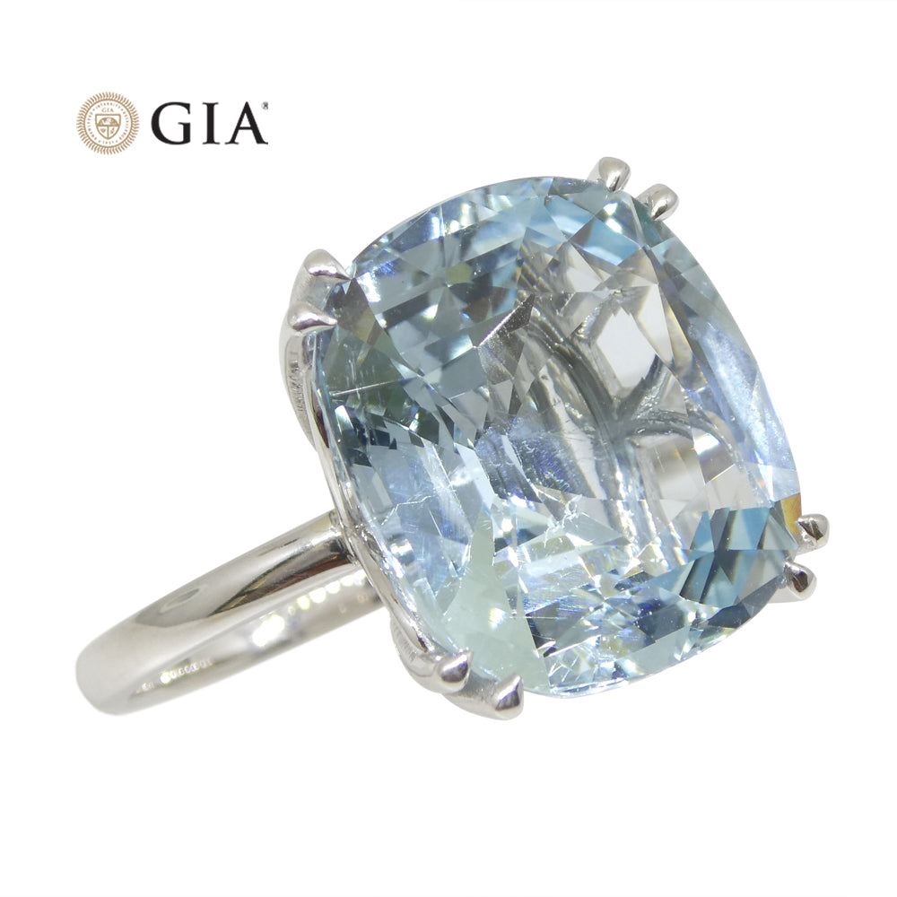 15.46ct Aquamarine Solitaire Ring set in 18k White Gold, GIA Certified - Skyjems Wholesale Gemstones