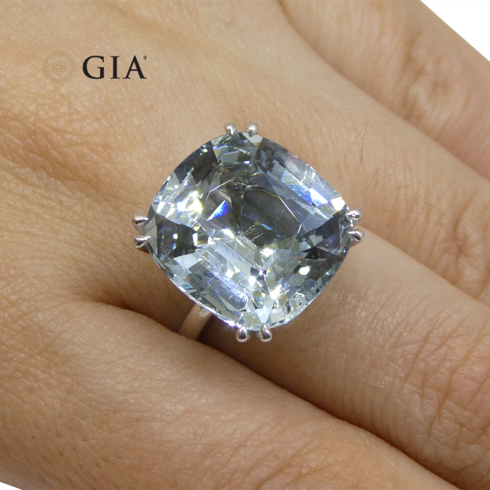 15.46ct Aquamarine Solitaire Ring set in 18k White Gold, GIA Certified - Skyjems Wholesale Gemstones