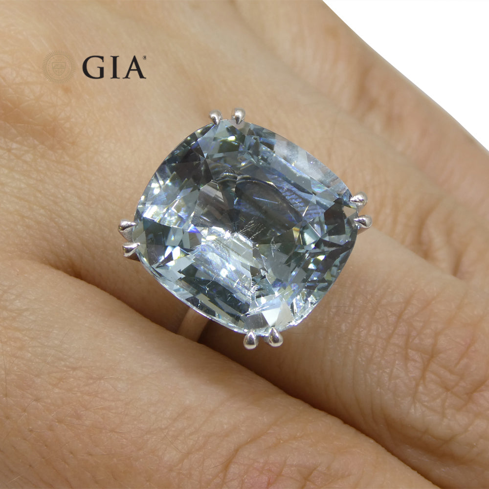 15.46ct Aquamarine Solitaire Ring set in 18k White Gold, GIA Certified - Skyjems Wholesale Gemstones