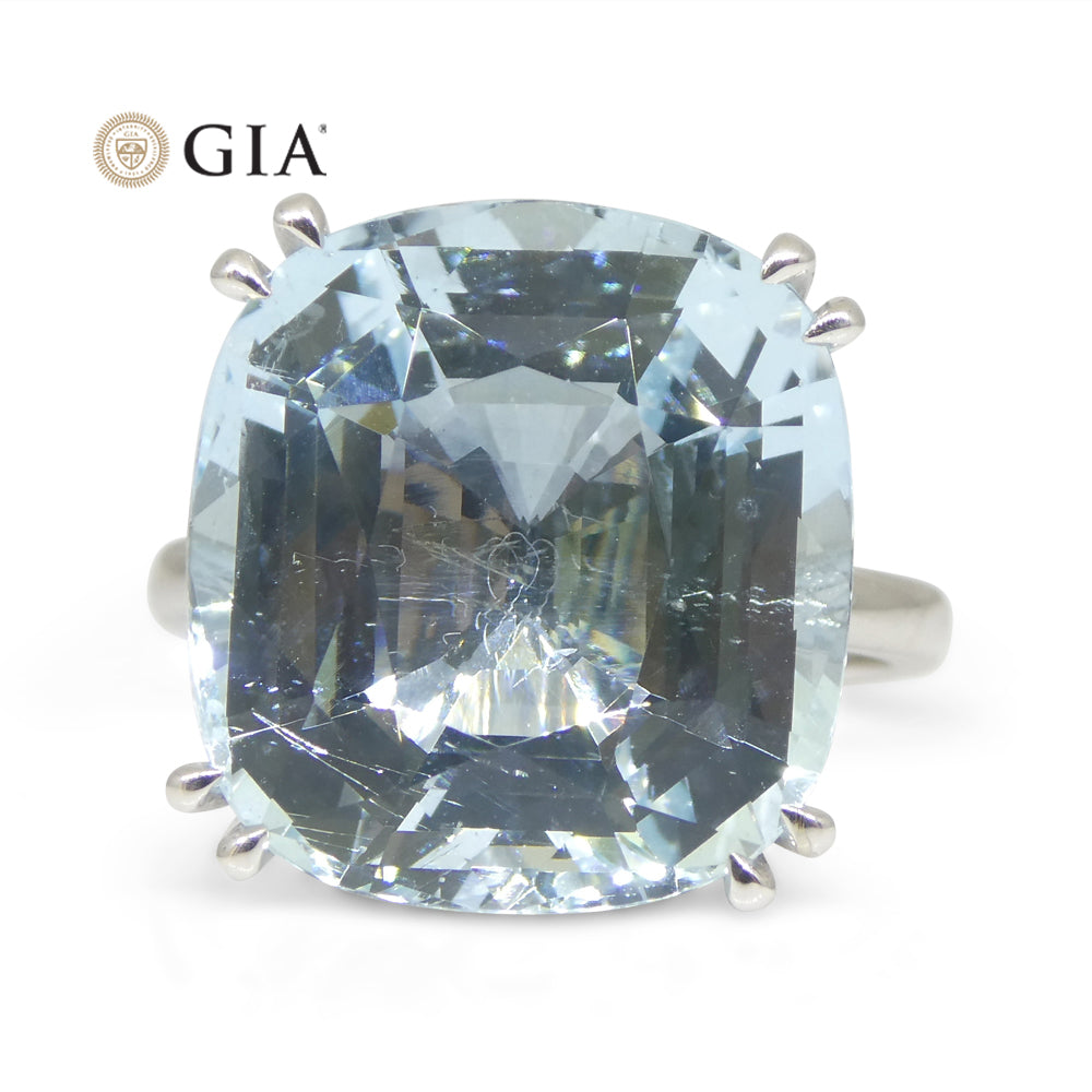 15.46ct Aquamarine Solitaire Ring set in 18k White Gold, GIA Certified - Skyjems Wholesale Gemstones