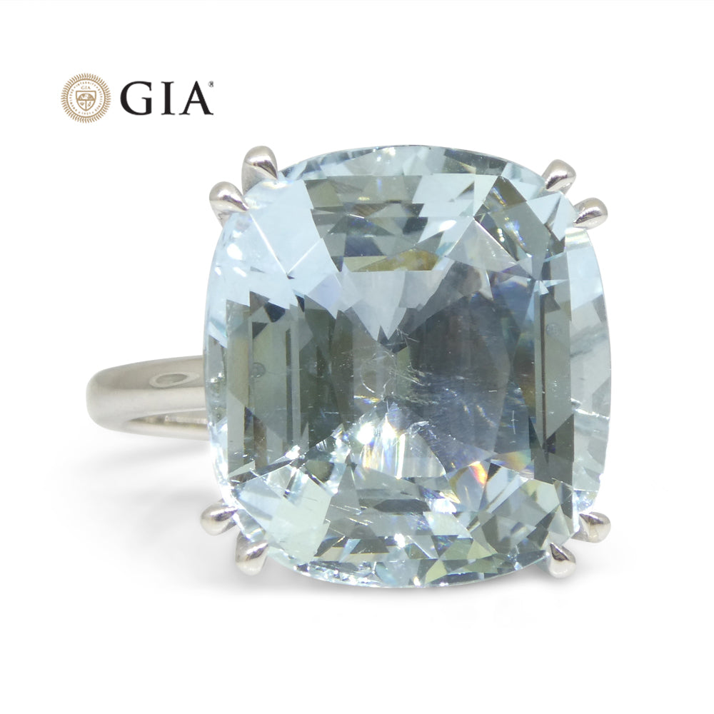 15.46ct Aquamarine Solitaire Ring set in 18k White Gold, GIA Certified - Skyjems Wholesale Gemstones