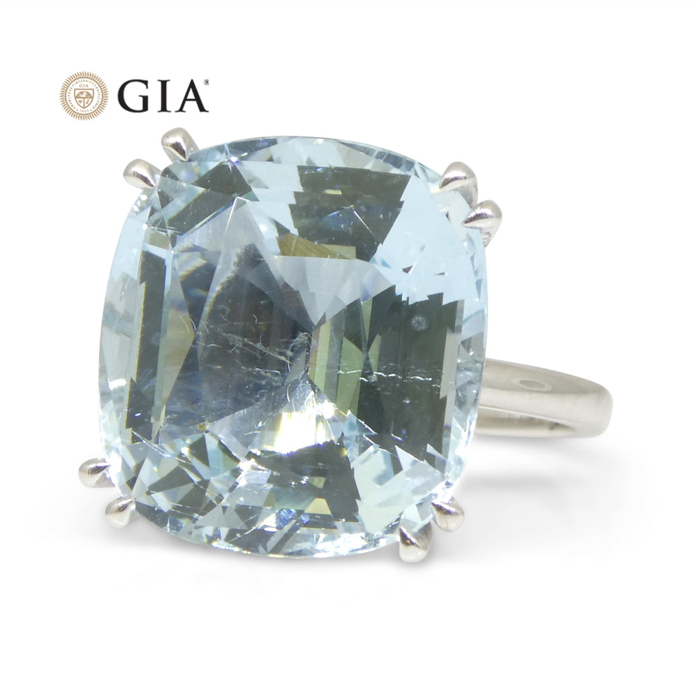 15.46ct Aquamarine Solitaire Ring set in 18k White Gold, GIA Certified - Skyjems Wholesale Gemstones