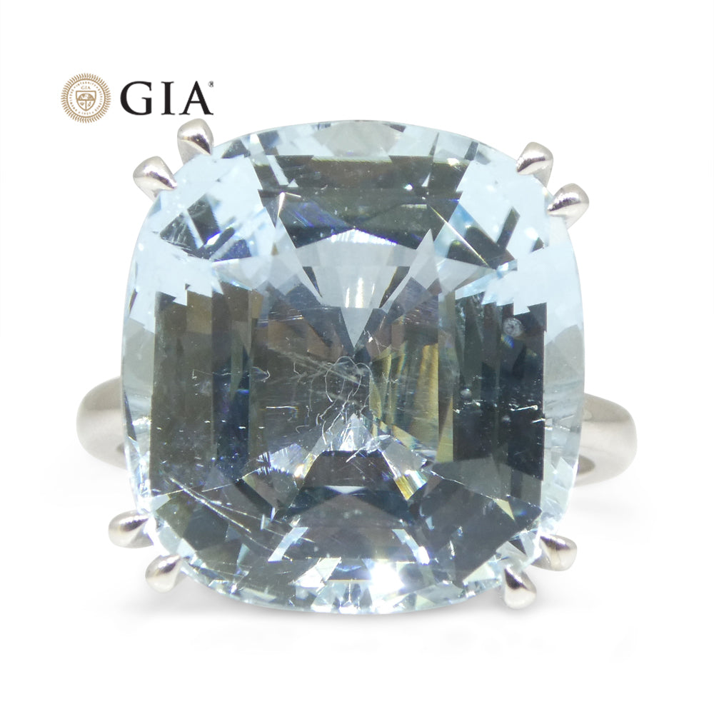 15.46ct Aquamarine Solitaire Ring set in 18k White Gold, GIA Certified - Skyjems Wholesale Gemstones