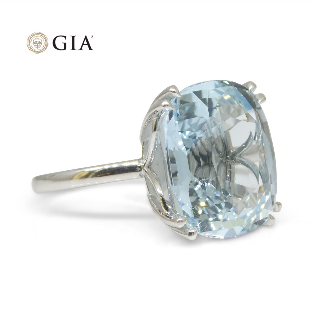 15.46ct Aquamarine Solitaire Ring set in 18k White Gold, GIA Certified - Skyjems Wholesale Gemstones