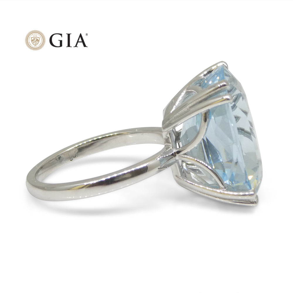 15.46ct Aquamarine Solitaire Ring set in 18k White Gold, GIA Certified - Skyjems Wholesale Gemstones