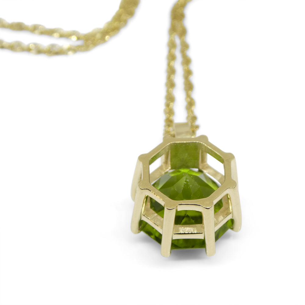 9.60ct Peridot, Diamond Pendant and Chain Necklace set in 14k Yellow Gold - Skyjems Wholesale Gemstones