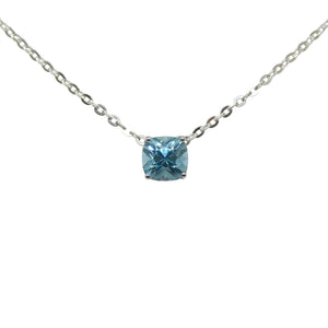 1.92ct Cushion Blue Zircon Pendant and Chain Necklace set in 14k White Gold - Skyjems Wholesale Gemstones