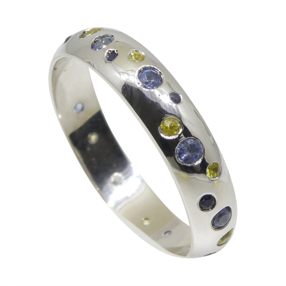 0.88ct Sapphire Starry Sky Band Ring set in 14k White Gold - Skyjems Wholesale Gemstones