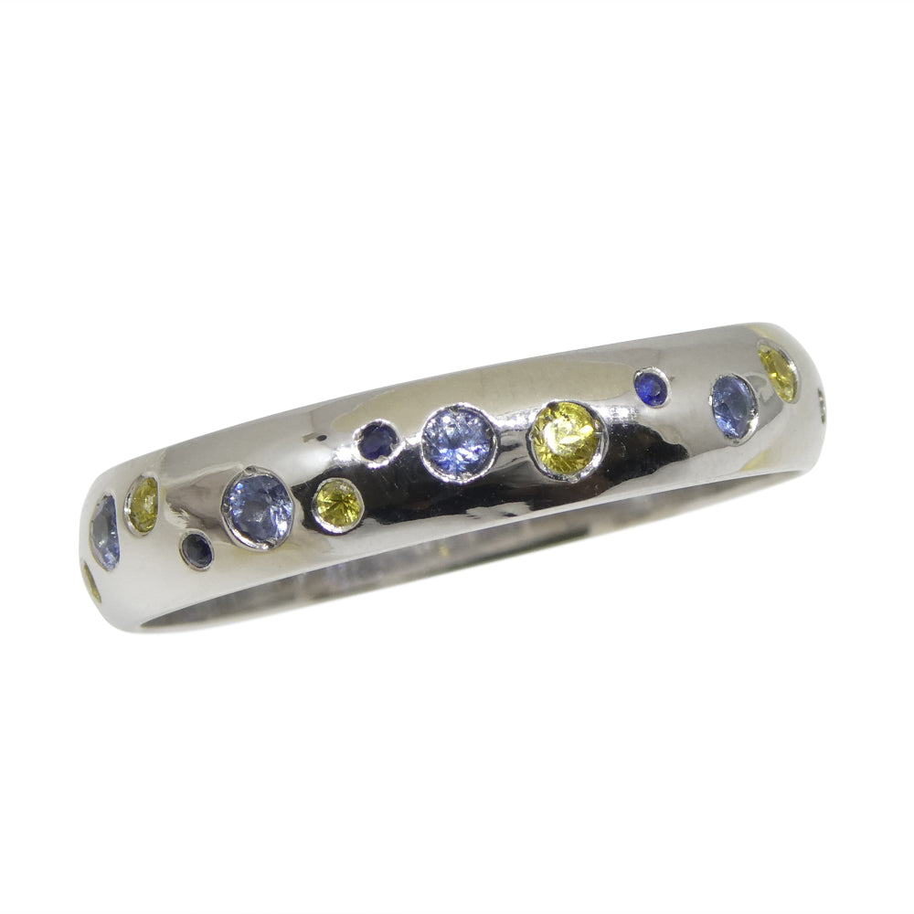 0.88ct Sapphire Starry Sky Band Ring set in 14k White Gold - Skyjems Wholesale Gemstones