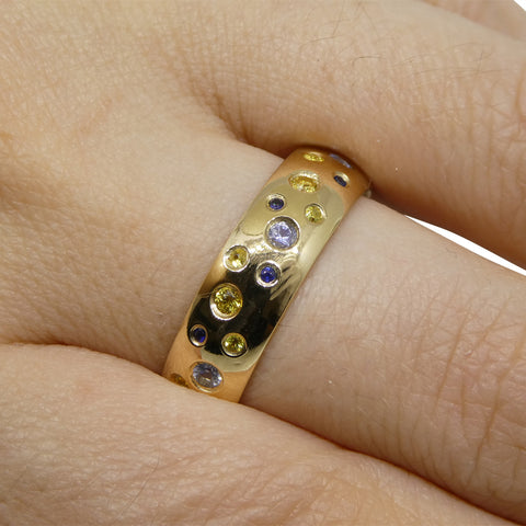 0.83ct Sapphire Starry Night Wedding Ring set in 14k Yellow Gold