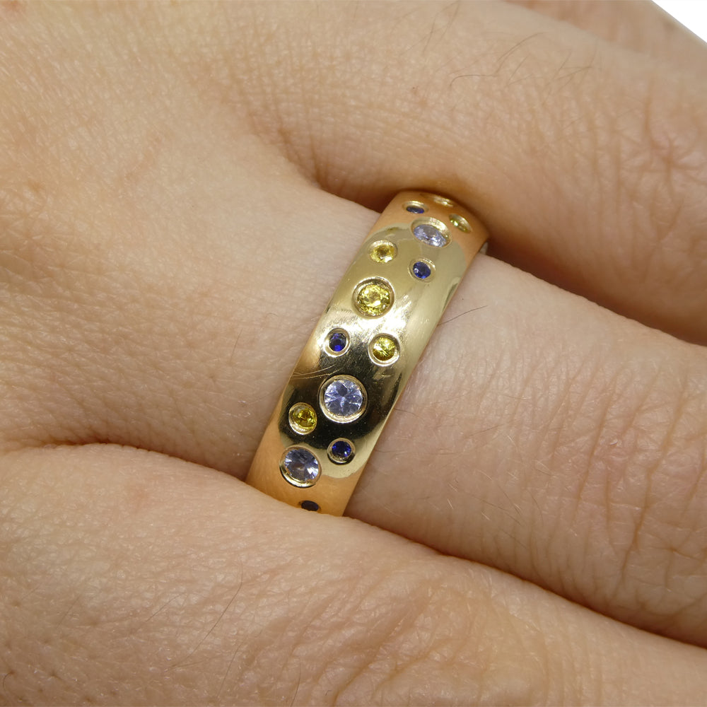 0.83ct Sapphire Starry Sky Band Ring set in 14k Yellow Gold - Skyjems Wholesale Gemstones