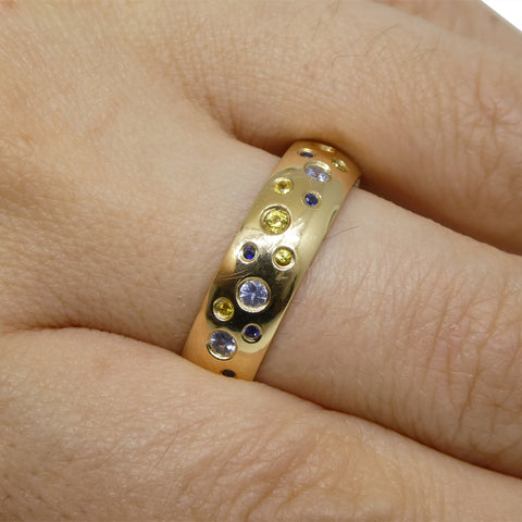 0.83ct Sapphire Starry Night Wedding Ring set in 14k Yellow Gold