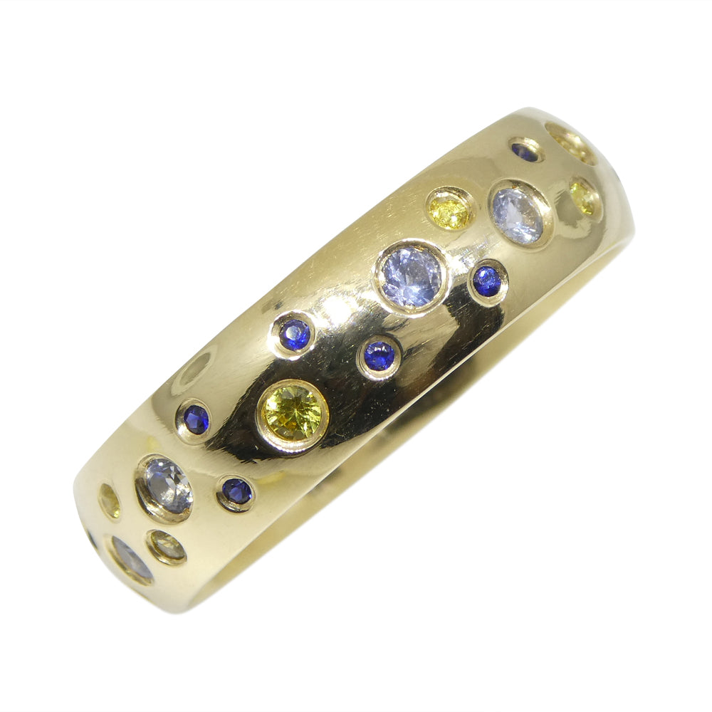 0.83ct Sapphire Starry Sky Band Ring set in 14k Yellow Gold - Skyjems Wholesale Gemstones