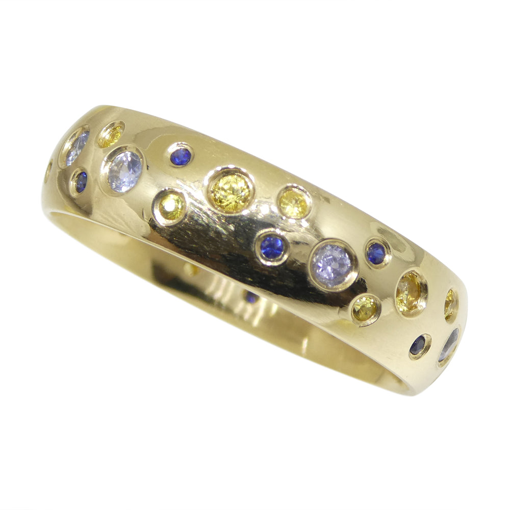 0.83ct Sapphire Starry Sky Band Ring set in 14k Yellow Gold - Skyjems Wholesale Gemstones