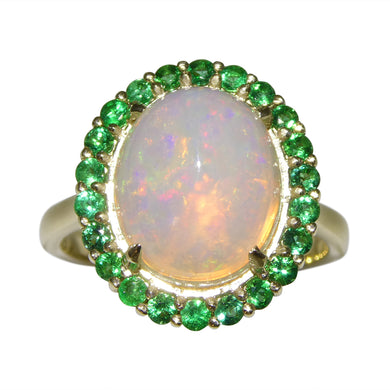 3.21ct Opal, Emerald Cocktail Ring set in 14k Yellow Gold - Skyjems Wholesale Gemstones