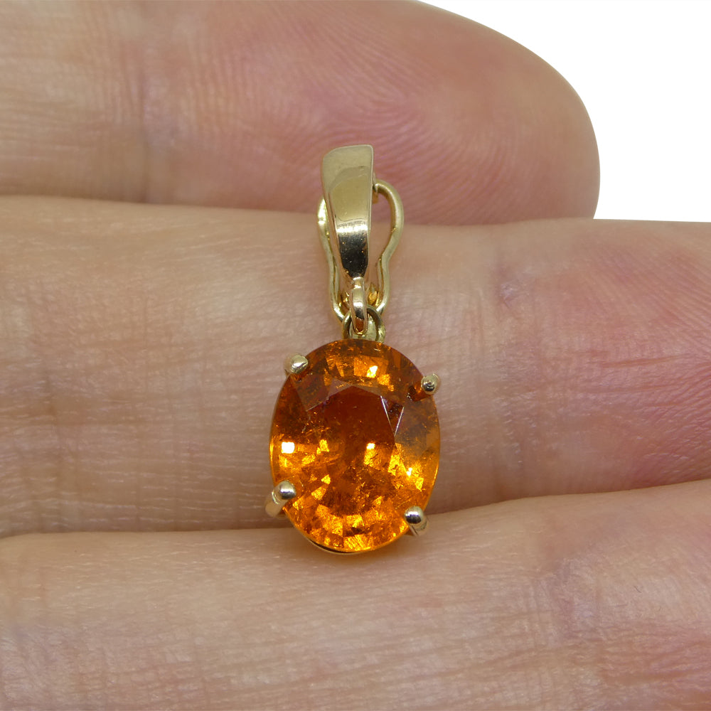 2.68ct Fanta Orange Spessartite Garnet Pendant Charm set in 14k Yellow Gold with Enhancer Bail - Skyjems Wholesale Gemstones