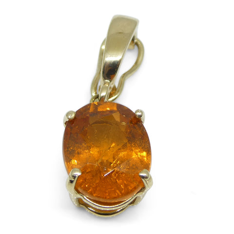 Exquisite Fanta Orange Spessartine Garnet Pendant Charm in 14K Yellow Gold with Enhancer Bail
