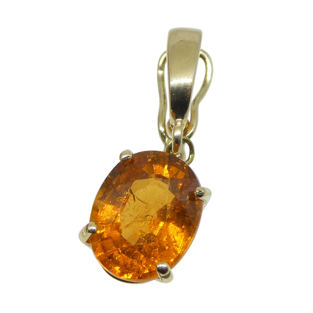 2.68ct Fanta Orange Spessartite Garnet Pendant Charm set in 14k Yellow Gold with Enhancer Bail - Skyjems Wholesale Gemstones