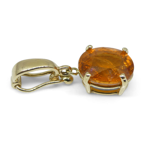 Exquisite Fanta Orange Spessartine Garnet Pendant Charm in 14K Yellow Gold with Enhancer Bail