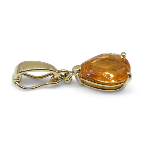 2.13ct Fanta Orange Spessartite Garnet Pendant Charm in 14K Yellow Gold with Enhancer Bail