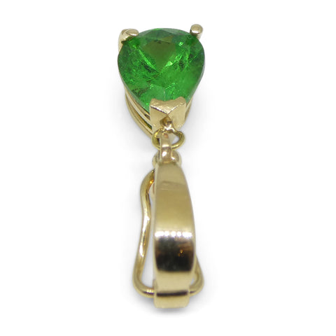 Stunning 0.79ct Green Tsavorite Garnet Pendant Charm in 14K Yellow Gold with Enhancer Bail