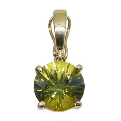 2.33ct Round Yellow/Green Zircon Pendant Charm set in 14k Yellow Gold with Enhancer Bail - Skyjems Wholesale Gemstones