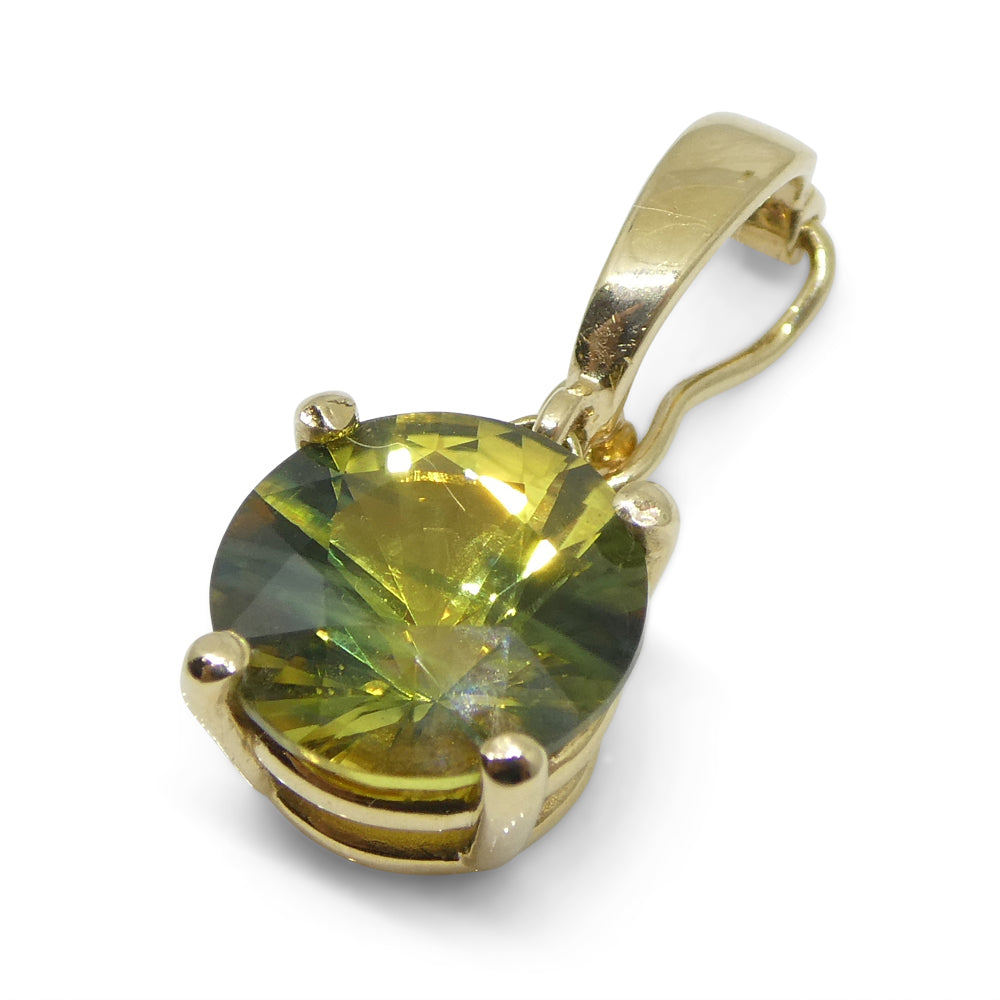 2.33ct Round Yellow/Green Zircon Pendant Charm set in 14k Yellow Gold with Enhancer Bail - Skyjems Wholesale Gemstones