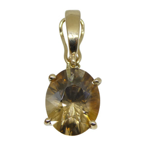 3.24ct Oval Brown Zircon Pendant Charm set in 14k Yellow Gold with Enhancer Bail - Skyjems Wholesale Gemstones