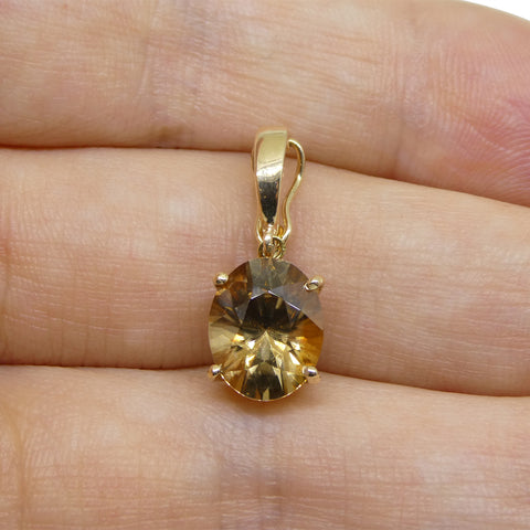 Exquisite 3.24ct Oval Brown Zircon Pendant Charm in 14K Yellow Gold with Enhancer Bail