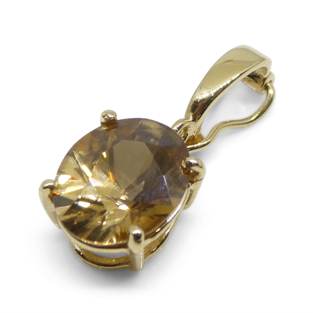 3.24ct Oval Brown Zircon Pendant Charm set in 14k Yellow Gold with Enhancer Bail - Skyjems Wholesale Gemstones