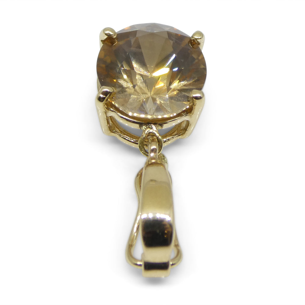 3.24ct Oval Brown Zircon Pendant Charm set in 14k Yellow Gold with Enhancer Bail - Skyjems Wholesale Gemstones