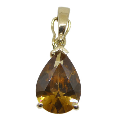 3.40ct Pear Brown Zircon Pendant Charm set in 14k Yellow Gold with Enhancer Bail - Skyjems Wholesale Gemstones