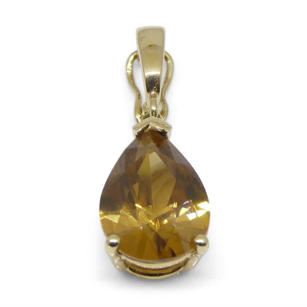 3.40ct Pear Brown Zircon Pendant Charm set in 14k Yellow Gold with Enhancer Bail - Skyjems Wholesale Gemstones