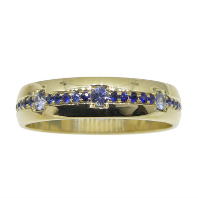 0.68ct Blue Sapphire Starry Sky Band Ring set in 14k Yellow Gold - Skyjems Wholesale Gemstones