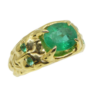 3.07ct Emerald Devil Mask Ring set in 14k Yellow Gold - Skyjems Wholesale Gemstones