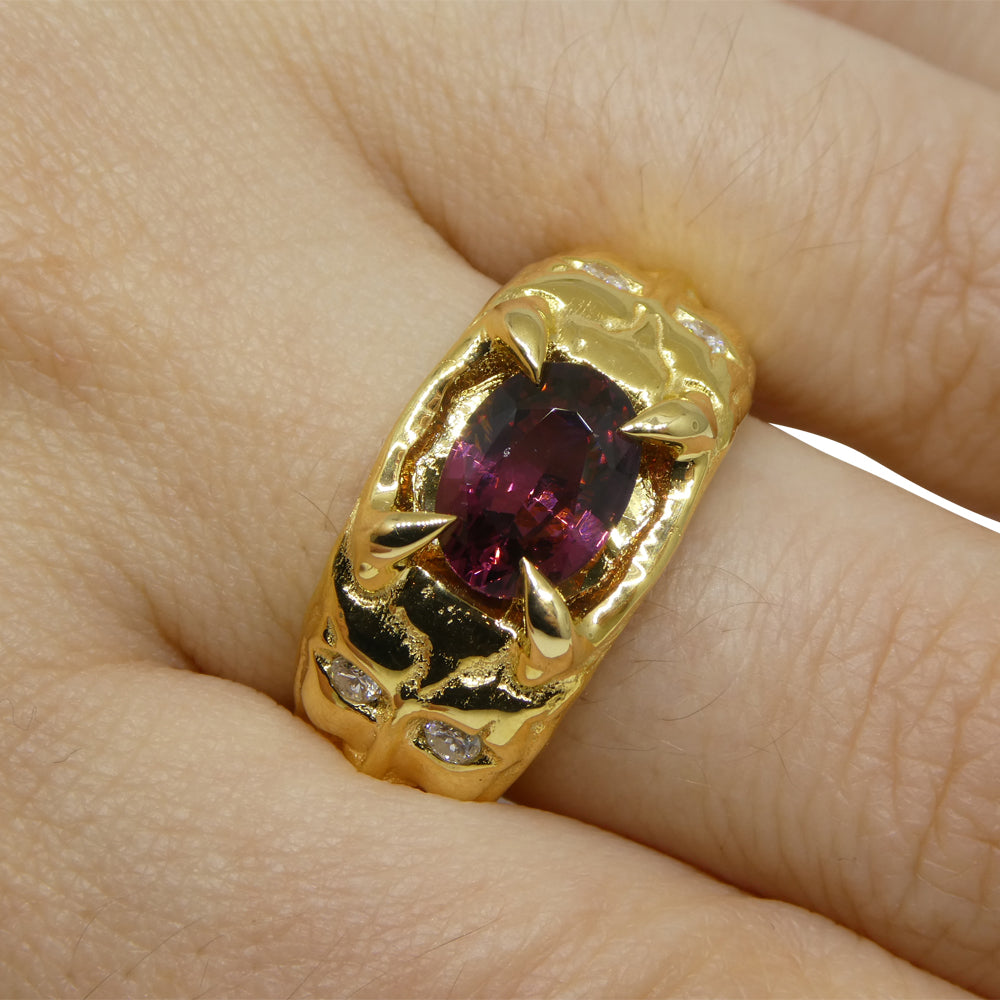 2.11ct Pink Spinel, Diamond Devil Mask Ring set in 14k Yellow Gold - Skyjems Wholesale Gemstones