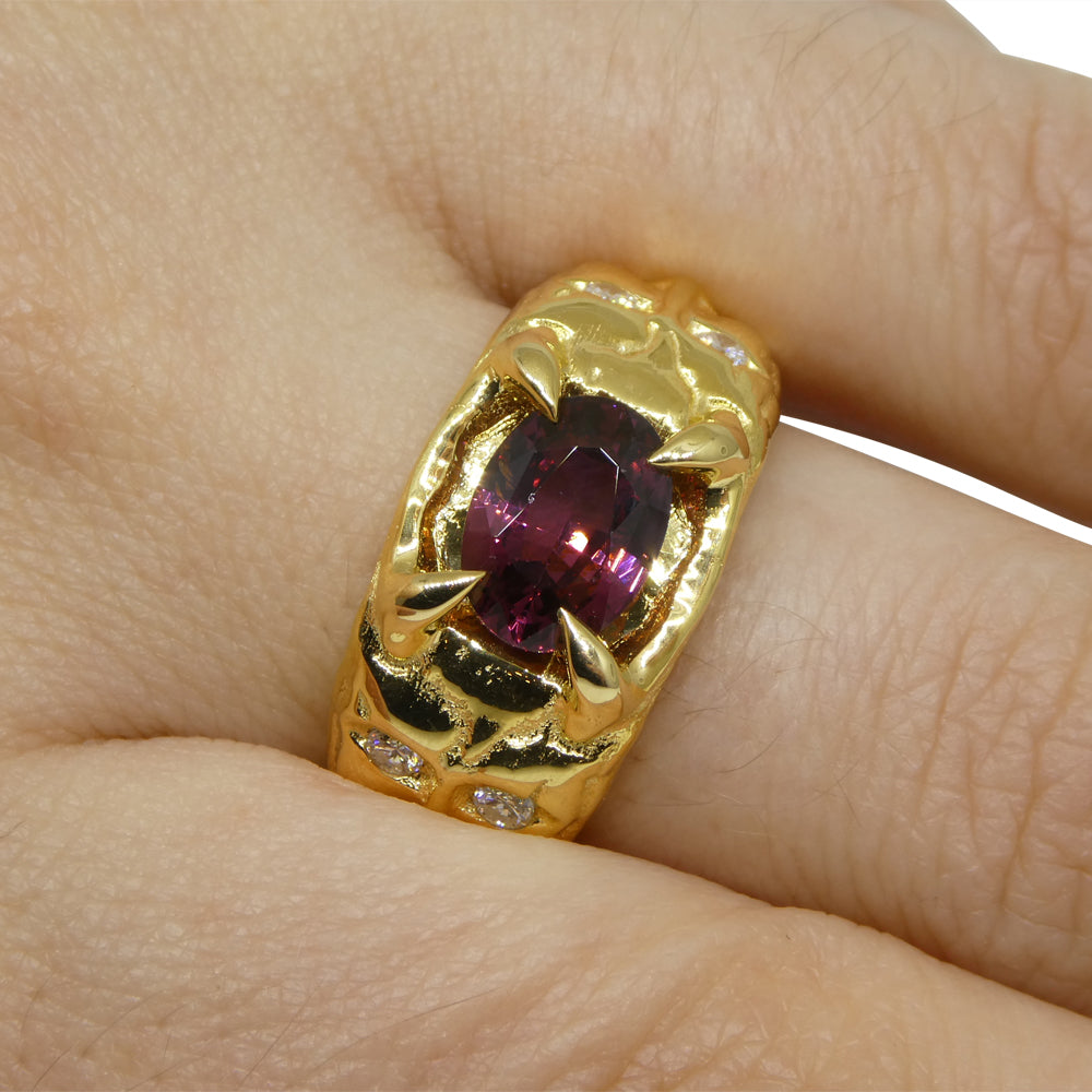 2.11ct Pink Spinel, Diamond Devil Mask Ring set in 14k Yellow Gold - Skyjems Wholesale Gemstones