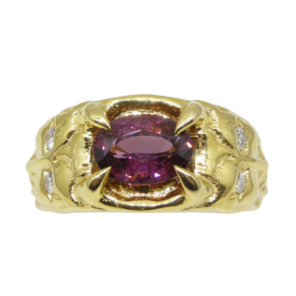 2.11ct Pink Spinel, Diamond Devil Mask Ring set in 14k Yellow Gold - Skyjems Wholesale Gemstones