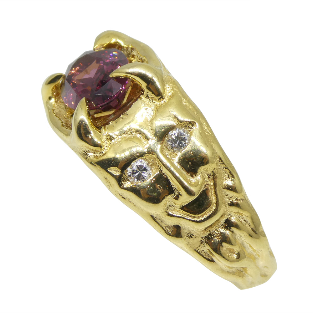 2.11ct Pink Spinel, Diamond Devil Mask Ring set in 14k Yellow Gold - Skyjems Wholesale Gemstones