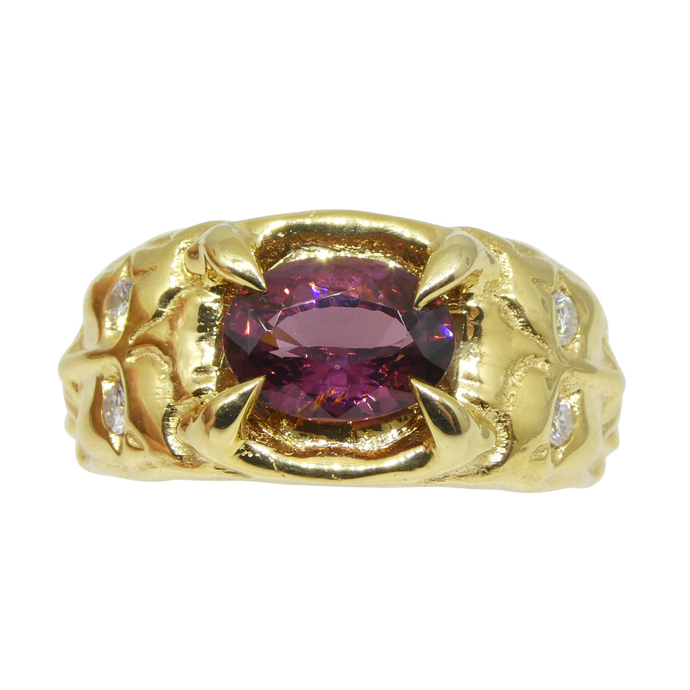 2.11ct Pink Spinel, Diamond Devil Mask Ring set in 14k Yellow Gold - Skyjems Wholesale Gemstones