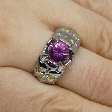 1.33ct Pink Tourmaline, Yellow Diamond Devil Mask Ring set in 14k Black Gold - Skyjems Wholesale Gemstones